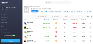 eToro Custom Search Page 