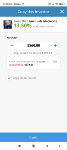 Fund allocation page on eToro app 